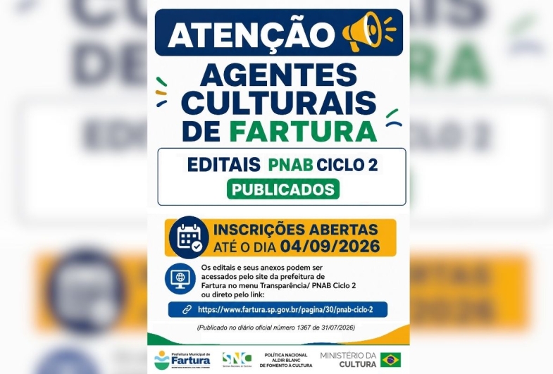 Fartura abre inscrições para editais do Ciclo 2 da PNAB