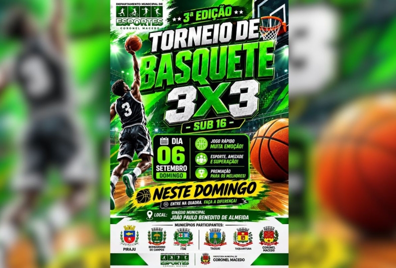 Coronel Macedo realiza 3º Torneio de Basquete 3x3 neste domingo