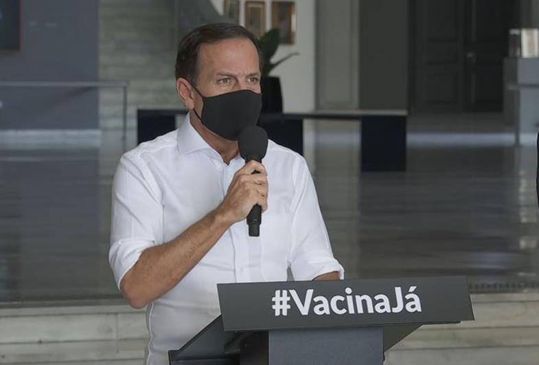 Governador João Doria diz que vai vacinar toda a população adulta de SP até 31 de outubro