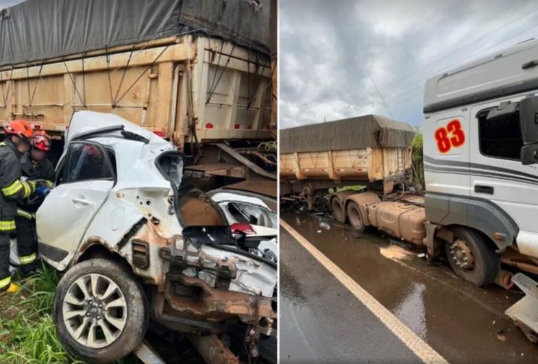 Motorista de carro morre em acidente com caminhão na Rodovia Raposo Tavares, em Paranapanema (SP)
