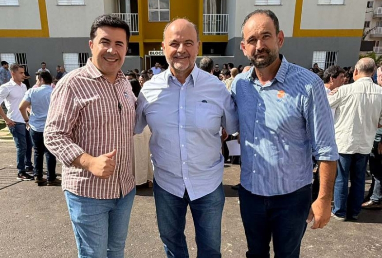 Prefeito Cristiano, deputado Ricardo Madalena e Luciano Giamarco