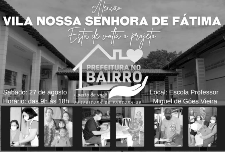 Prefeitura no Bairro será realizado sábado (27) na Escola Miguel de Góes