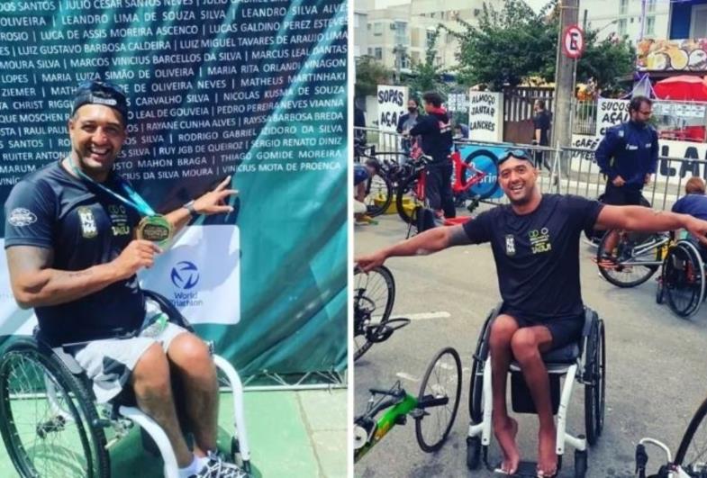 Rapaz que perdeu movimento das pernas e venceu vício em drogas é premiado em campeonato de triathlon: 'Oportunidade de viver novamente'