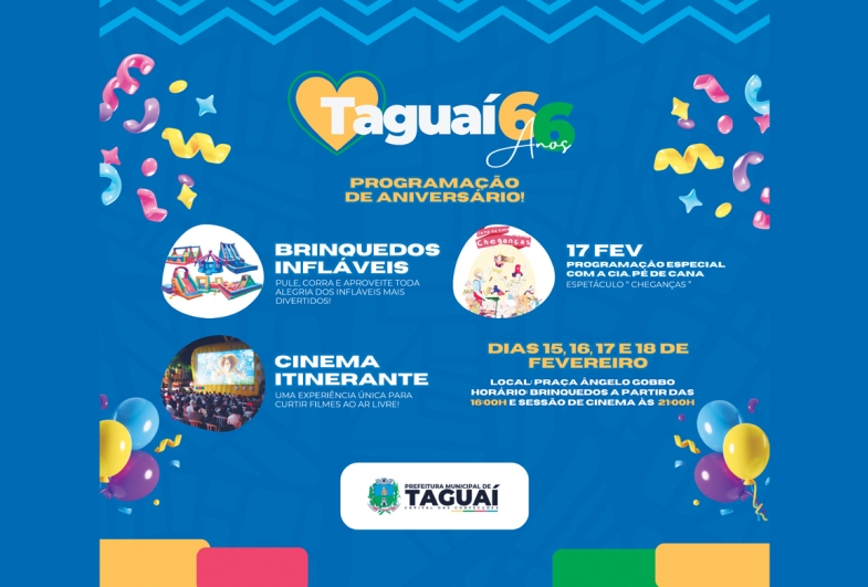 Taguaí divulga programação do aniversário de 66 anos