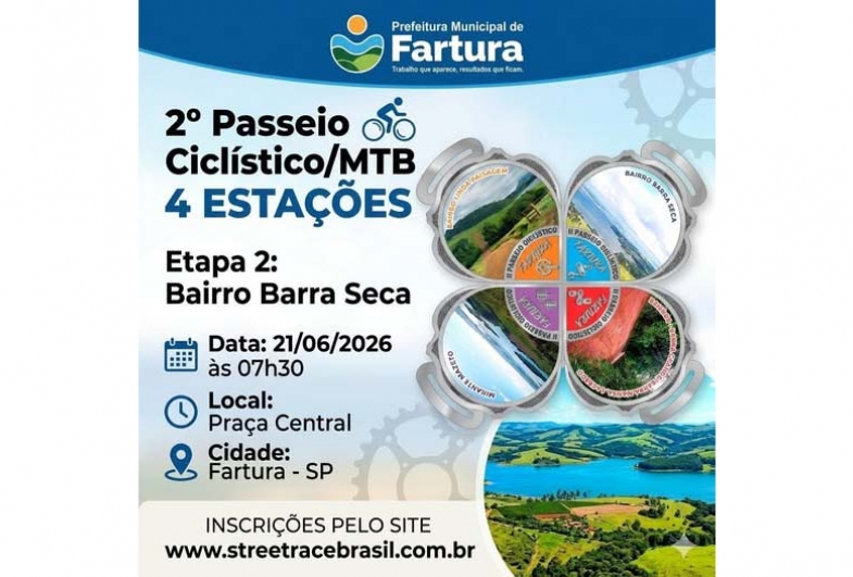 Fartura recebe segunda etapa do Passeio  Ciclístico e MTB Quatro Estações neste domingo