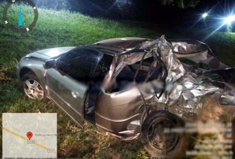 Mulher morre após acidente entre carro e caminhão na SP-294