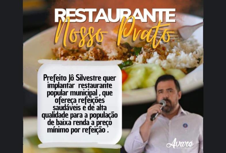 Jô quer implantar restaurante “Nosso Prato” em Avaré