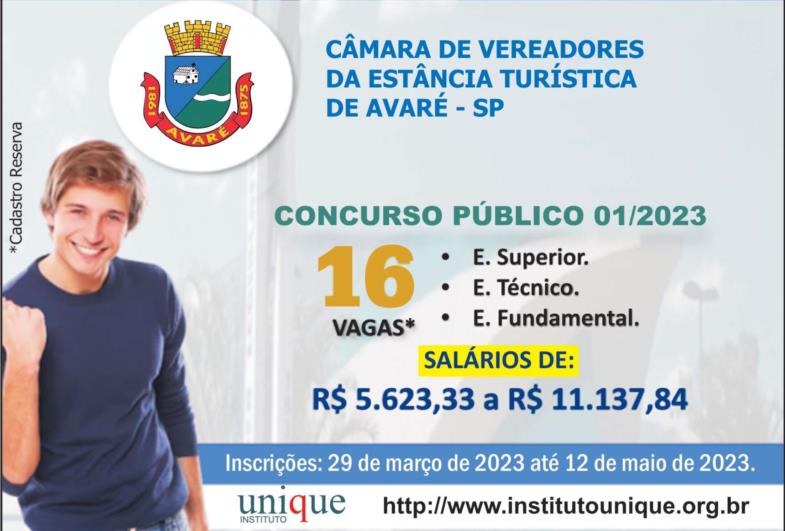 Atenção: Concurso público acontece na Câmara Municipal de Avaré