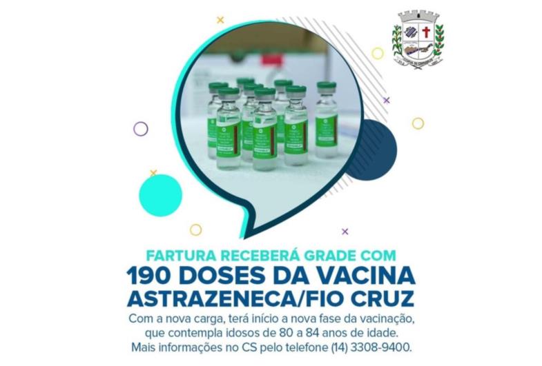 FARTURA VAI RECEBER  NESTA SEXTA-FEIRA 190 DOSES DA VACINA ASTRAZENECA/FIO CRUZ