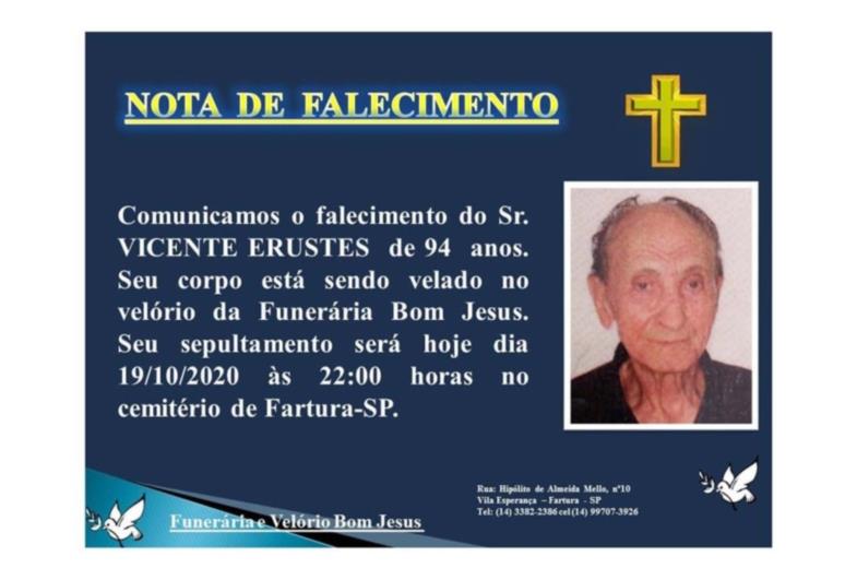 Pai da candidata à prefeita de Fartura Célia, Vicente Erustes falece aos 94 anos