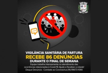 Vigilância Sanitária de Fartura recebe 86 denúncias durante o final de semana