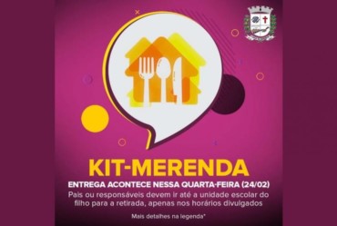 Educação entrega Kit Merenda nesta quarta-feira