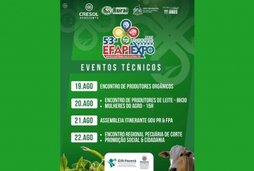 Confira a agenda completa com os eventos técnicos que acontecem na 53ª EFAPI em Santo Antônio da Platina