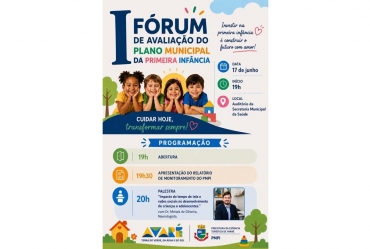 Plano Municipal da Primeira Infância é tema de fórum nesta quarta-feira, 17