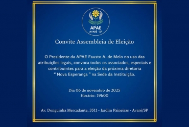 Apae de Avaré realiza Assembleia de Eleição nesta quinta-feira