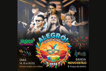Carnaval 2026 em Timburi terá três dias de festa