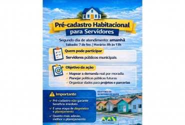 Prefeitura realiza pré-cadastro habitacional para servidores municipais; segundo dia da ação acontece amanhã (7)