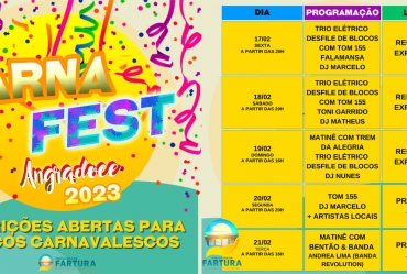 Inscrições abertas para blocos carnavalescos desfilarem em Fartura