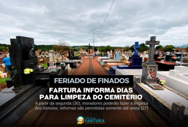 Aviso Importante: Cemitério de Fartura terá horário especial para reformas antes do Dia de Finados