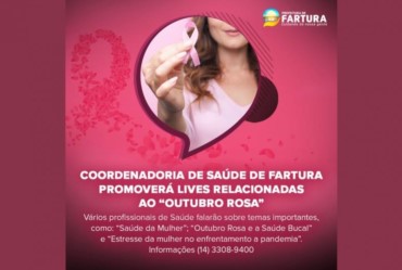 Coordenadoria de Saúde de Fartura promoverá lives relacionadas ao “Outubro Rosa”