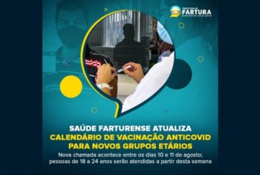 Saúde farturense atualiza calendário de vacinação antiCovid para novos grupos etários