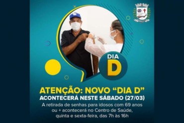 Dia D: Vacinação para idosos com 69 anos ou mais acontecerá sábado (27/03)