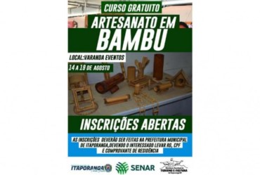 Itaporanga está com vagas abertas para “Curso de  Artesanato em Bambu”
