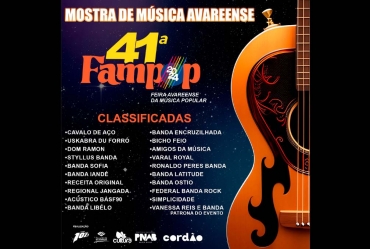 Confira os artistas selecionados para a 41ª Fampop-Mostra de Música Avareense