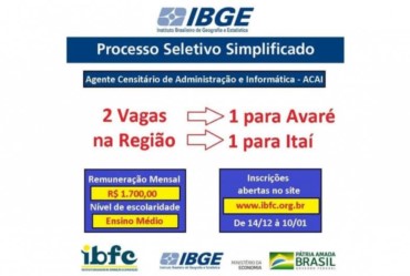 Censo 2022: IBGE oferece 81  vagas de recenseador para Avaré