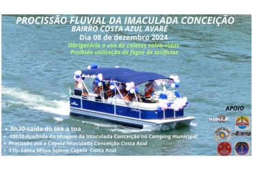 Procissão fluvial acontece no dia 8 de dezembro no Camping Municipal em Avaré