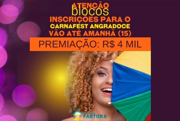 Atenção blocos: inscrições para o 1º Carnafest Angradoce vão até amanhã (15)