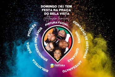 Atenção famílias: Domingo (16) tem festa na Praça do Bela Vista