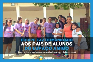 Equipe faz comunicado aos pais de alunos do Espaço Amigo