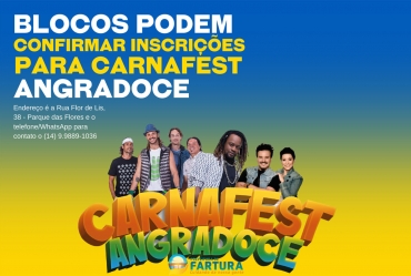 Blocos carnavalescos podem confirmar inscrições para o 1º Carnafest Angradoce