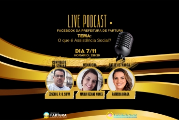 “O que é Assistência Social?” é tema da Live Podcast de segunda-feira (7)