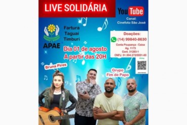 “LIVE SOLIDÁRIA” DESTINARÁ RENDA PARA APAE DE FARTURA
