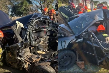 Acidente entre caminhão e carro deixa dois feridos na SP-129 em Boituva