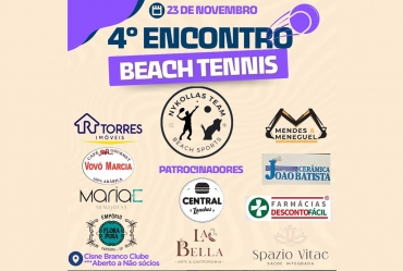 4º Encontro de Beach Tennis  acontece neste sábado em Fartura 