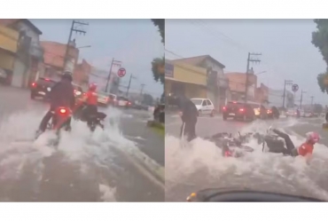 Motociclista arrastada por enxurrada em Itapetininga se recupera do susto e brinca ao relembrar acidente: ‘Virei meme’