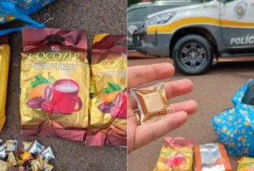 Passageira de ônibus é presa com pasta base de cocaína escondida em embalagens de chocolate em pó em Santa Cruz do Rio Pardo
