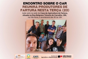 Encontro sobre o Cadastro Ambiental Rural reunirá produtores de Fartura