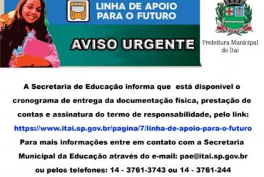 Aviso Urgente |  Prefeitura Municipal de Itaí 