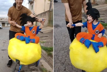 ‘Goku’ da vida real: Menino com paralisia cerebral vence concurso de fantasia em desfile de pessoas com deficiência em Itapeva
