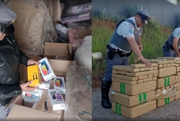 Polícia apreende carga de mais de 300kg de maconha e produtos eletrônicos sem nota fiscal em rodovia
