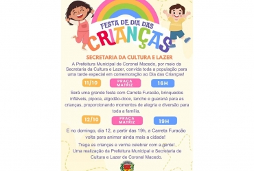 Cel Macedo oferecerá muita alegria e diversão, com a Carreta Furacão para comemorar o Dia das Crianças