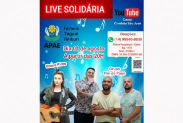 “Live Solidária” destinará renda para Apae de Fartura