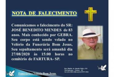 Gebra da garapa morre aos 83 anos de idade em Fartura