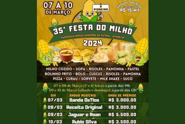 35ª Festa do Milho Verde acontece entre os dias 7 E 10 de março  na Brabância em Avaré
