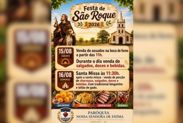 Festa de São Roque reúne comunidade em Fartura neste fim de semana