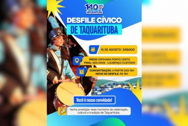Taquarituba celebra 140 anos com desfile cívico neste sábado